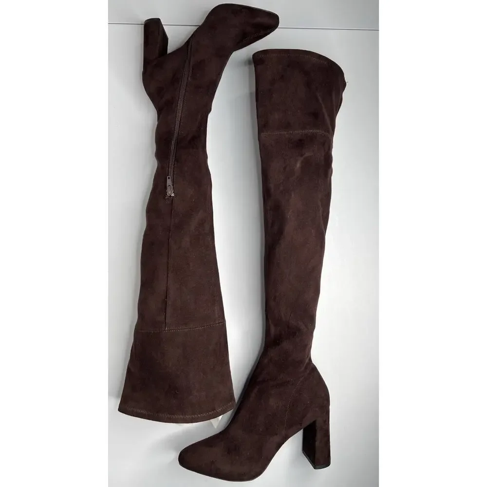 Jeffrey Campbell Parisah Brown Faux Suede Over the Knee Boot Women’s Size 6